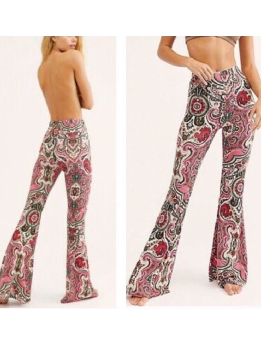 The NWT Free People Harper Pull-on Flare Stretch Pant in Paisley